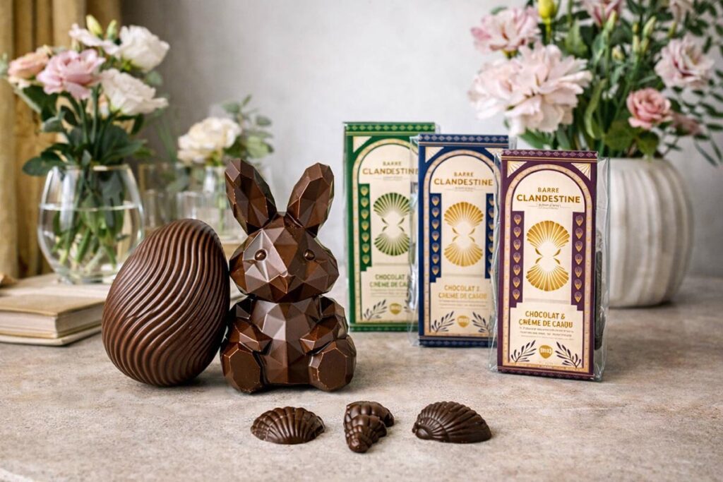 Chocolats artisanaux de Pâques de la manufacture Barre Clandestine.